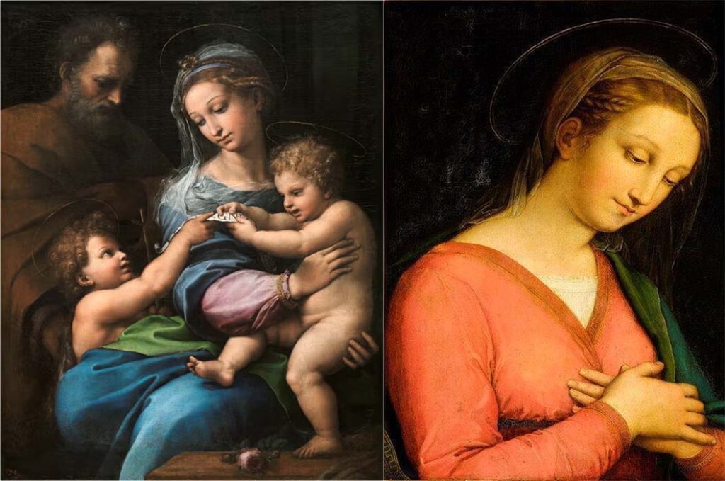 تصویر Madonna of the Rose چپ و Haddo Madonna راست