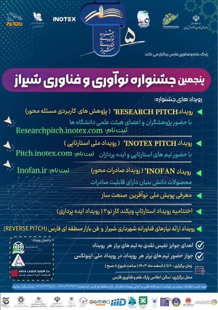 پوستر پنجمین جشنواره نوآوری و فناوری شیراز